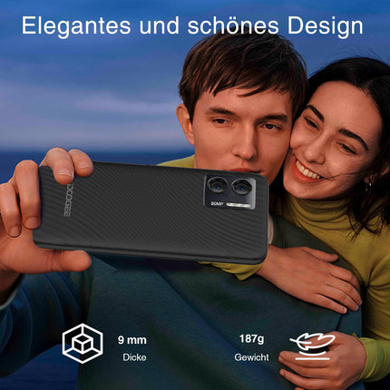DOOGEE N50S lukustamata nutitelefon, 9GB+128GB/TF 1TB, 6,52" HD+ ekraan, Android 13, kaheksatuumaline protsessor, 20MP+8MP kaamera, kahe SIM-kaardiga 4G mobiiltelefon, 4200mAh, Face ID, GPS, OTG, must