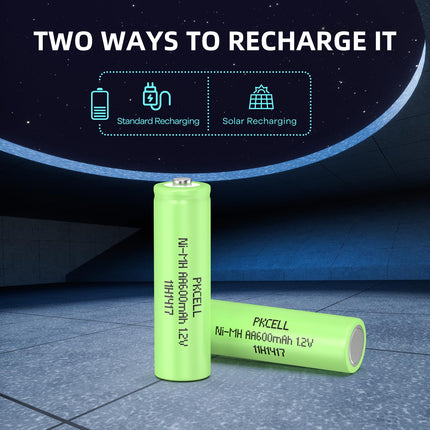 PKCELL AA laetavad patareid NIMH 1.2V 600mAh päikeselampidele, mänguasjadele, 20 tk pakis