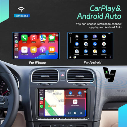 [4+64G 8-tuumaline] CAMECHO Android 13 autoraadio VW Golf 5 6 Polo Tiguan Caddy Skoda Passatile koos Carplay/Android Auto/Mirrorlinkiga, 9-tolline mahtuvuslik puuteekraan WiFi, GPS, FM, Bluetooth