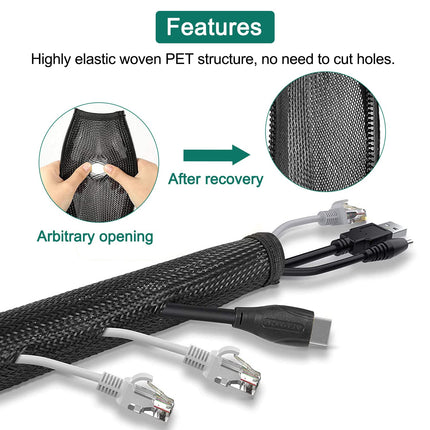 4 pieces x 1.5m cable duct desk flexible management, cable management black with zipper, diameter 2-2.5cm, cable sleeve cable cable organizer management for PC cable protection