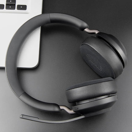 SOULWIT jahutava geeliga vahetuskõrvapadjad Jabra Evolve2 65 (Evolve 2 65MS 65UC MS UC)/Evolve2 40 (40UC 40MS USB)/Elite 45h kõrvapealsetele juhtmevabadele kõrvaklappidele, jääsiidist kangast padjad