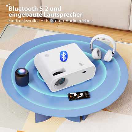 2025. aasta uus suure jõudlusega projektor, toetab Switchi ja PS5-te ilma viivituseta, projektor WiFi ja Bluetoothiga, 20 000 luumenit 4K tugi, Full HD 1080P eraldusvõime (kõrge heledusega versioon)