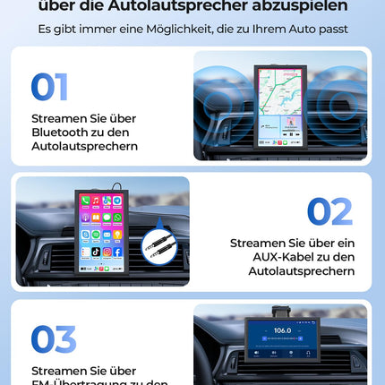 Krunia 7" Wireless Portable 60FPS Car Play Display for Apple CarPlay &amp; Android Auto, Portrait and Landscape Mode, Mirror Link, Bluetooth, Voice Control, GPS Navigation, Optional Rear View Camera Possible