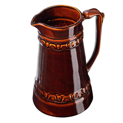 KADAX ceramic beer mug, jug with handy handle, dishwasher-safe carafe in country style, jug for mulled wine, beer, cream, sour milk, wine and liquids (6L)