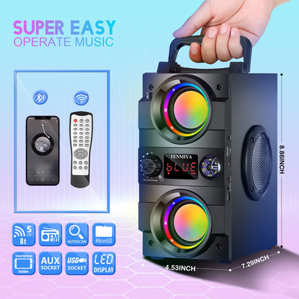 Bluetooth Speaker, 40 W (60 W Peak) Portable Bluetooth Speakers with Lighting Wireless Stereo Speakers with Rich Bass and Dual Subwoofer