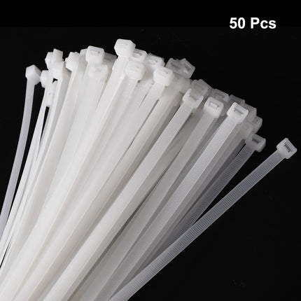 sourcing map 50pcs 1200mm White Self-Locking Nylon Cable Ties Extra Long for Cable Management (a23102800ux0396)