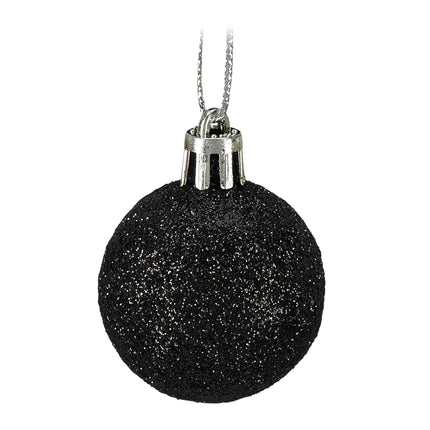 Relaxdays Christmas Baubles Set of 50, Glittering, Matte &amp; Shiny Christmas Tree Baubles, Plastic, Diameter 3, 4 &amp; 6 cm, Black