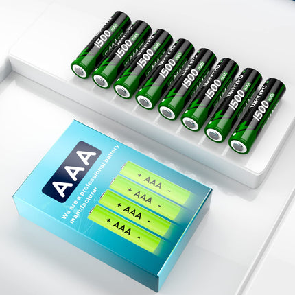 AAA Rechargeable Batteries, 1500mAh High Capacity Long-Lasting Power AAA Batteries 1.2V NI-MH Low Self Discharge Triple A Battery for TV Remote Control, Household and Office Appliances (8 Pack)