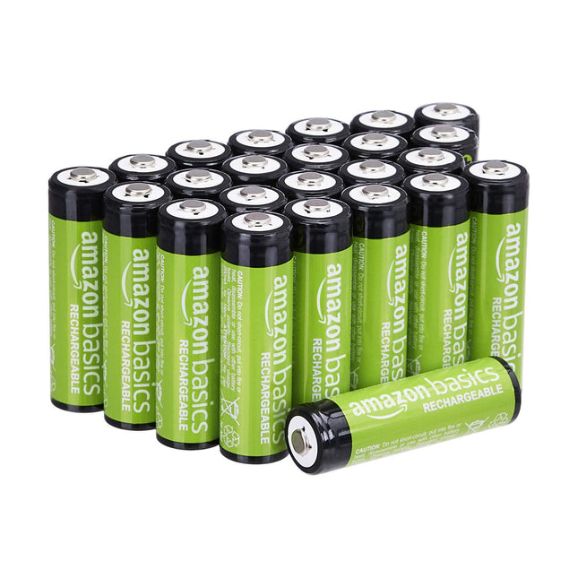 Amazon Basics AA NiMH laetavad akud, 2000 mAh, laeb kuni 1000 korda, eelnevalt laetud, 24 tk
