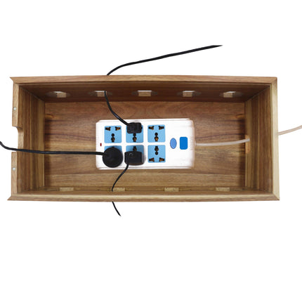Insun cable box made of acacia wood, storage box for cables and power strips, cable management box, organizer for hiding cables 40 x 18 x 15 cm
