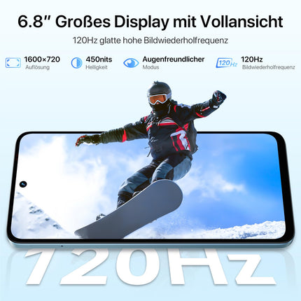 UMIDIGI mobiiltelefon Android 14, 8(4+4)+256GB/1TB TF nutitelefon ilma lepinguta, 120Hz 6.8-tolline HD+ nutitelefon, Bluetooth 5.2, 5000mAh, Octa Core, 4G kahe SIM-kaardiga/Face ID/Sõrmejäljelugeja/13MP/GPS/OTG-Note 100A sinine
