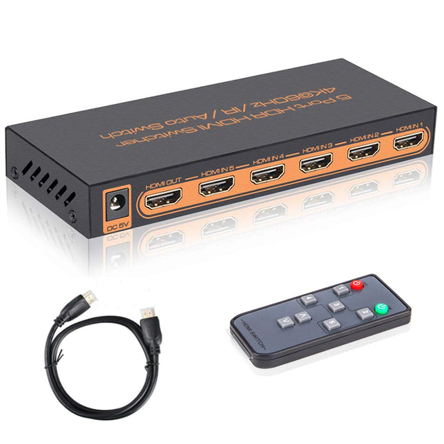 HDMI-lüliti 4k, HDMI-lüliti automaatne/manuaalne HDMI-lüliti 5 sisendi ja 1 väljundiga HDMI-jaotur, HDMI-jaotur toetab 4K 60hz/2K/1080P/3D/HDCP 2.2/UHD/HDR-i PS 3/4/XBOX One/360/DVD/HDTV jne jaoks