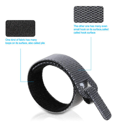 Fasgear Cable Ties, Reusable Cable Strap, Adjustable Closure, Cable Ties, Hook and Loop Fastener, 15 x 1 cm (30 Pack, Black)