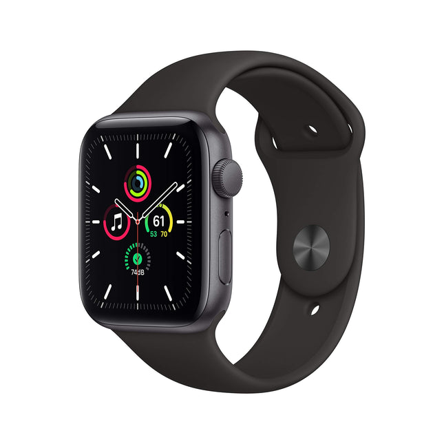 Apple Watch SE 2020 (GPS, 44MM) Space Gray Aluminum Case with Black Sport Band (Refurbished)