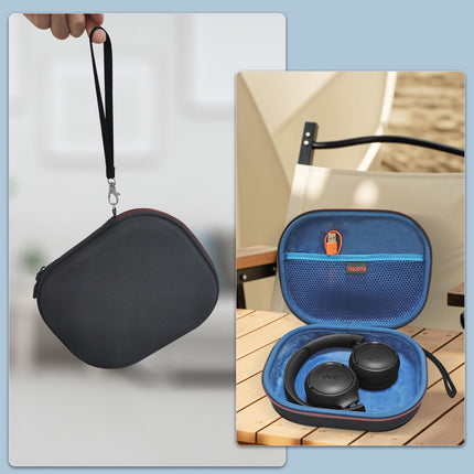 Headphone Case for JBL Tune 510BT/JBL Tune 520BT/500 for Sony WH-CH520, Eva Hard Case for JBL Tune 760 NC/JBL Tune500BT On-Ear Wireless Foldable Bluetooth Headphones (Black) Blue inside