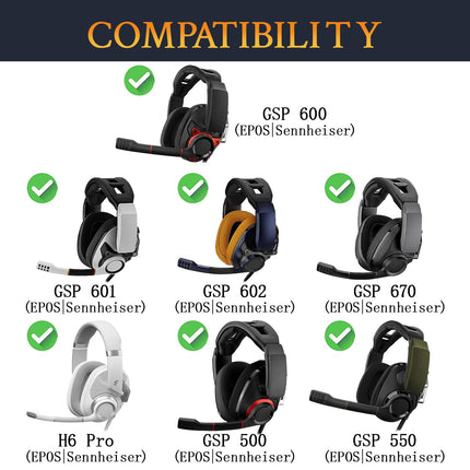 SOULWIT jahutusgeeliga vahetuskõrvapadjad Sennheiser GSP500, GSP550, GSP600, GSP 670, EPOS H6 Pro, GSP601, GSP602 mängukõrvaklappidele, vahetuspadjad mürasummutava vahuga