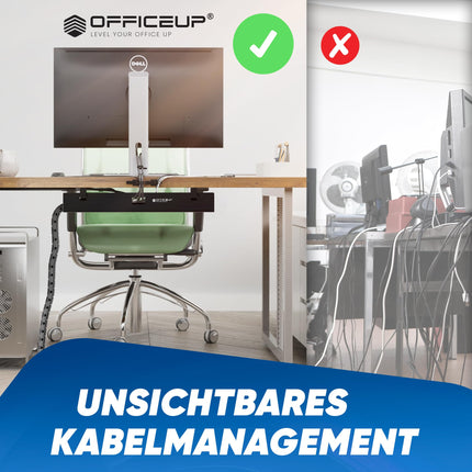 OfficeUp® KAABLIKANALI laud - Kaablihaldus [Täielik komplekt] - Kaablihaldus - Kaablihoidik [Eemaldatav] - Kaablialus - Saadaval nüüd