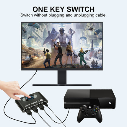 HDMI-lüliti 8K HDMI 2.0 jaotur, alumiiniumist kahesuunaline HDMI-lüliti 2 sisendit 1 väljund, HDMI-lüliti jaotur 1 x 2/2 x 1, toetab 8K 3D HD 1080P pistikut ja mängimist Xbox PS4 Roku HDTV jaoks