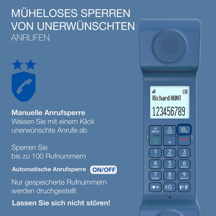 ALCATEL ePure Iconic - Juhtmeta DECT lauatelefon - Vintage-disain - Suur, kõrge eraldusvõimega graafiline ekraan - Käed-vabad funktsioon - Kõnede blokeerimise funktsioon - Sinine