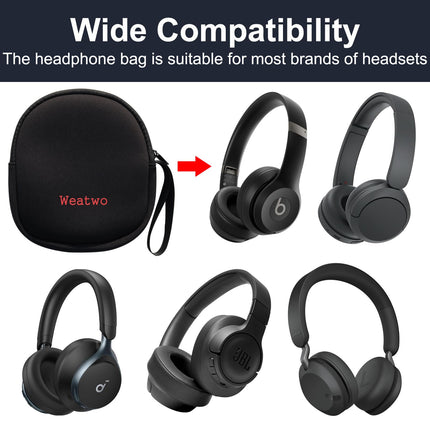 Weatwo kõrvaklapikott, universaalne kõrvaklappide kaitseümbris, reisikott, hoiukott, ühildub Sony JBL Marshall Soundcore ja teiste kaubamärkide kõrvaklappidega, 21cm x 20cm x 3cm, must