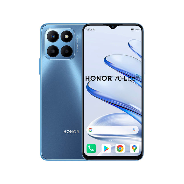 HONOR 70 Lite, nutitelefon 5G, 4GB+128GB, 6,5-tolline 90Hz FullView ekraan, 5000mAh, Android 12, kahe SIM-kaardiga, ookeanisinine