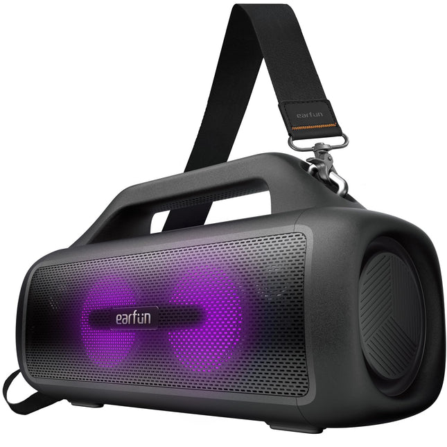 EarFun UBOOM X Bluetooth kõlar, 80W bass, JumboBass tehnoloogia, Oluv EQ, 30-tunnine aku, IP67 veekindel ja tolmukindel, RGB tuled, Musicbox Bluetooth, akupank, BT 5.3, kaasaskantav kõlar peoks