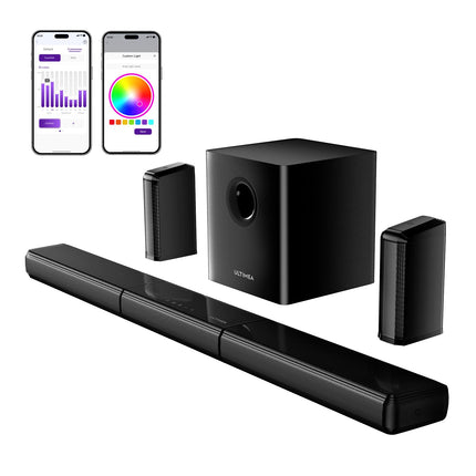 ULTIMEA 7.1ch Virtual Surround Sound Bar, Soundbar for TVs with 2 Surround Speakers, Surround Sound System for TVs with RGB Light, 6.5" Subwoofer, App, HDMI/Opt/AUX/BT, Apollo S70 Ultra