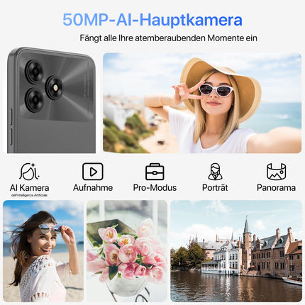 UMIDIGI mobiiltelefon ilma lepinguta, 16GB+128GB/1TB TF, 50MP+8MP, 6,6" HD+ ekraan, 5000mAh mobiiltelefonid, kaheksatuumaline 4G kahe SIM-kaardiga mobiiltelefon, G5 nutitelefon ilma lepinguta Android 13, sõrmejäljelugeja/näotuvastuse/OTG/GPS