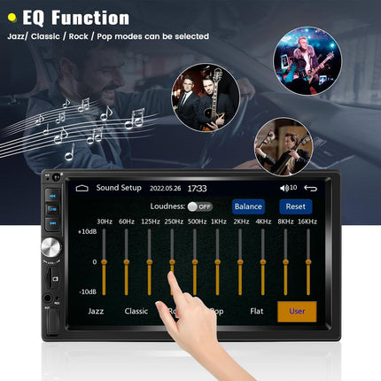 7 inch LCD touchscreen 2 DIN car radio with Android Auto Carplay wired, car radio 2 DIN with Bluetooth FM car audio support Mirror-Link SWC settings backlight colorful rear view camera