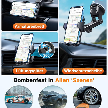 VANMASS autotelefoni hoidik 2025 uusima versiooniga autotelefoni hoidik 4-ühes ventilatsiooniga ja iminapaga telefonihoidik 100% kriimustuskindel nutitelefoni hoidik iPhone 16, Samsung S24, Huawei, Xiaomi, LG jne jaoks.