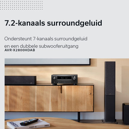 Denon AVR-X2800HDAB 7.2-kanaliga AV-ressiiver, HiFi võimendi Dolby Atmose, DTS:X, 6 HDMI sisendi ja 2 väljundiga, 8K HDMI, Bluetooth, DAB, Wi-Fi, AirPlay 2, HEOS Multiroom, Alexa ühilduv, must