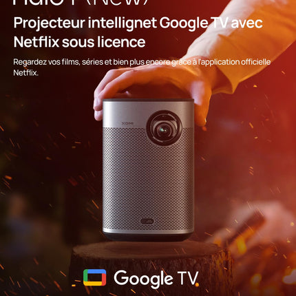 XGIMI Halo+ GTV 1080P kaasaskantav projektor, Google TV litsentseeritud Netflixiga, 700 ISO luumenit, 2x5W Harman Kardon, autofookus, WiFi, 200-tolline ekraan, sisseehitatud aku 2,5-tunnise mänguajaga