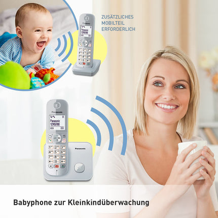 Panasonic Dual-Micro/Nano KX-TG6851GS juhtmeta telefon (blokeerib kuni 1000 telefoninumbrit, selge kirjasuurus, valju telefonitoru, täisdupleks käed-vabad) pärlhõbedane