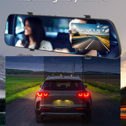 NHOPEEW Mirror Dash Cam with Rear View Camera - 4 Inch 1080P Front and Rear View Dual Cameras - Super Night Vision/Parking Assistance/Loop Recording/Parking Monitoring - Rear View Camera for Cars