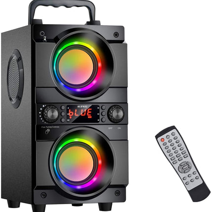 SUPNIU 60W (80W peak) Bluetooth Speaker Large with Dual Woofers, LED Colorful Lights, 24 Hours Playtime, 30 Meters Range, Portable Wireless Box Music Box with AUX/TF Card