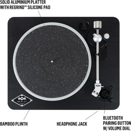 House of Marley Stir It Up juhtmevaba plaadimängija Bluetoothiga - jätkusuutlikult valmistatud plaadimängija, 33/45 RPM vinüülplaadimängija eelvõimendiga, Audio-Technica helipea, must