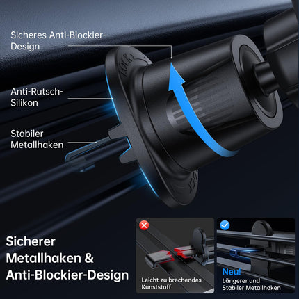 SYNCWIRE autotelefonihoidik MagSafe autokinnitusele, universaalne magnetiline telefonihoidik autole, ventilatsiooniga autotelefonihoidik iPhone 16 15 14 13 12 Pro Max Magsafe ümbrisega nutitelefonile