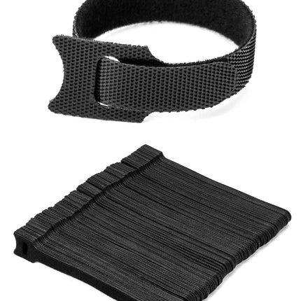 QWORK® 150pcs Velcro Cable Ties, 150 x 12 mm Resealable Cable Ties Adjustable Velcro Straps for Cable Management (Black)