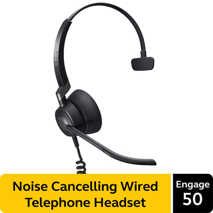 Jabra Engage 50 juhtmega peakomplekt, Mono - telefonipeakomplekt 3 mikrofoni süsteemiga, blokeerib taustamüra agendi parema keskendumise tagamiseks, kõnekeskuse peakomplekt täiustatud kuulmiskaitsega