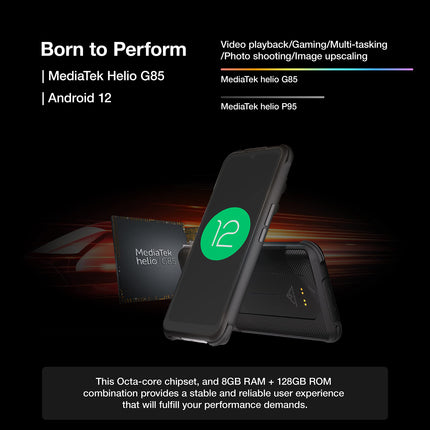 AGM H5 Pro Outdoor Handy ohne Vertrag Android 12 Outdoor Smartphone 20 MP Nachtsichtkamera, Helio G85, 6GB RAM 128 GB ROM, 109 dB, 7000 mAh, NFC, 6,52 Zoll IP68 wasserdicht Handy mit Triple Kamera