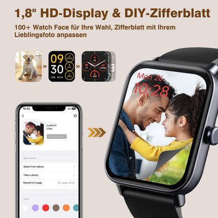 Fitpolo nutikell meestele ja naistele, 1,8-tolline HD-kell meestele telefonifunktsiooniga, IP68 veekindel nutikell 110+ spordirežiimi, fitness-kell/pulsisageduse/unemonitori sammulugeja, spordikell iOS-ile ja Androidile