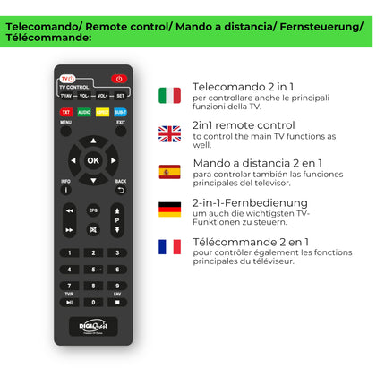 Digiquest maapealne dekooder, XO Stick, DVB-T2, must - säästke energiat oma teleri toite abil, 2-ühes kaugjuhtimispult, ideaalne seinale kinnitatavatele teleritele