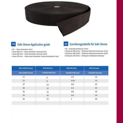 Safeplast Safe-Sleeve nailonist MSHA voolikukaitse Ø 23 mm, tekstiilist kaablikaitse, hüdrauliline, must, 10 m pikk