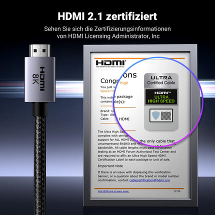 UGREEN HDMI 2.1 kaabel 10K 8K 60Hz 4K 240Hz 165Hz 144Hz 120Hz 48Gbit/s kiire, HDMI kaabel 2.1 Ultra HD eARC HDR 10+ HDCP Dolby Vision VRR ühildub Mac mini M4/PS5/Xbox Series X/sülearvutiga (5M)