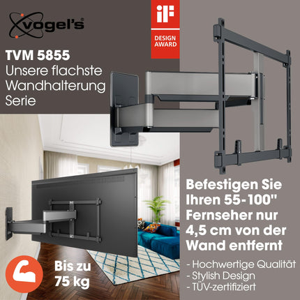 Vogel's Elite TVM 5855 pöörlev teleri seinakinnitus suurtele ja rasketele teleritele kuni 100 tolli ja 75 kg, pööratav kuni 120°, max. VESA 600x400, universaalne ühilduvus