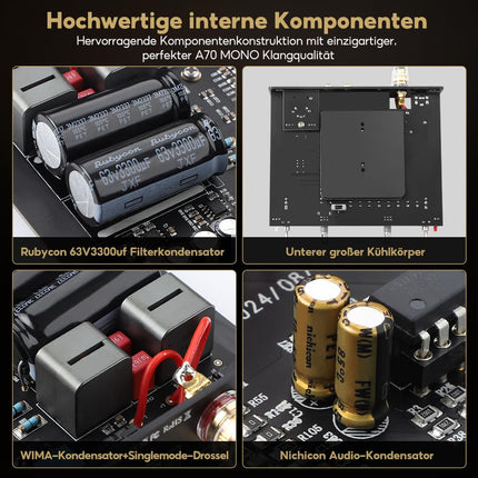 AIYIMA A70 monovõimendi PFFB TPA3255 mini-D-klassi võimendiga, subwooferiga, HiFi kodukino vastuvõtja RCA/XLR/trigger sisendiga, riiulikõlaritele, passiivkõlarid, 48V/5A toiteplokk.