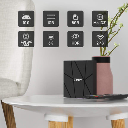 Android TV Box 10.0, Android Box 1GB RAM 8GB ROM Allwinner H616 neljatuumaline nutiboks, tugi 6K, H.265, 3D, 2.4G WiFi, 10/100M Ethernet
