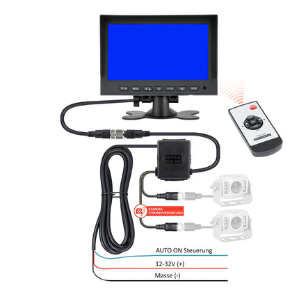 VSG24 13114 – 7“ professional van reversing monitor, TFT monitor including accessories, e-approval, distance lines, 12-24 V