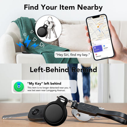 CASCHO Key Finder 2-Pack (Black and White), Smart Air Tag Compatible with Apple Find My? APP (iOS Only), Bluetooth Key Finder for Luggage/Suitcases/Bags, Pets