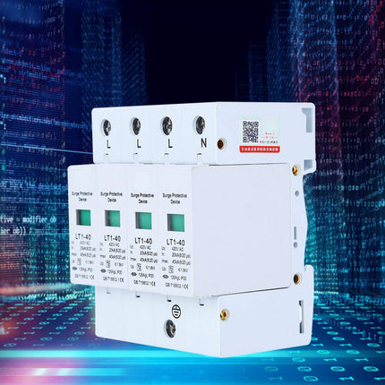 Surge protector, 4P LT1‑40 house surge protector 40ka protection module low voltage arrester white
